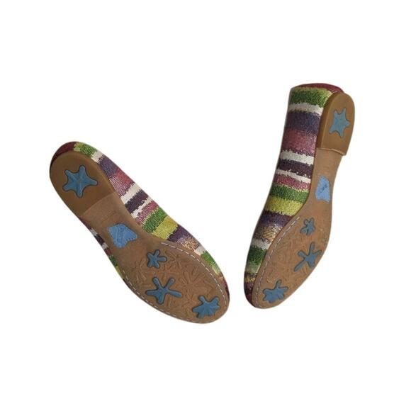 New Born Ballerina Flats Shoes Abbee Colorful Linen Colorful Stripe - Picture 4 of 7